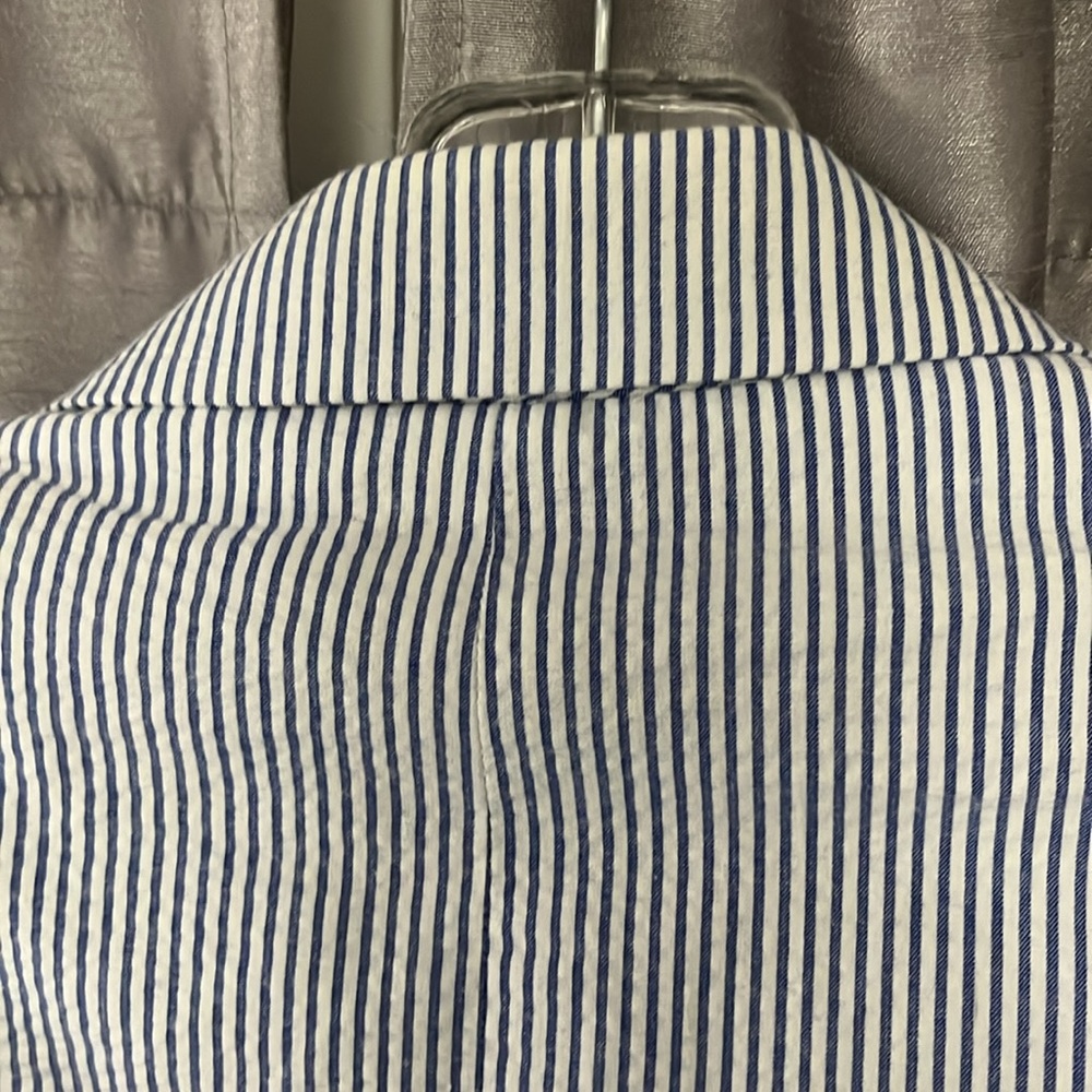 Brooks Brothers 2 seersucker white blu stripes blazer 2 metal white buttons - Picture 8 of 14